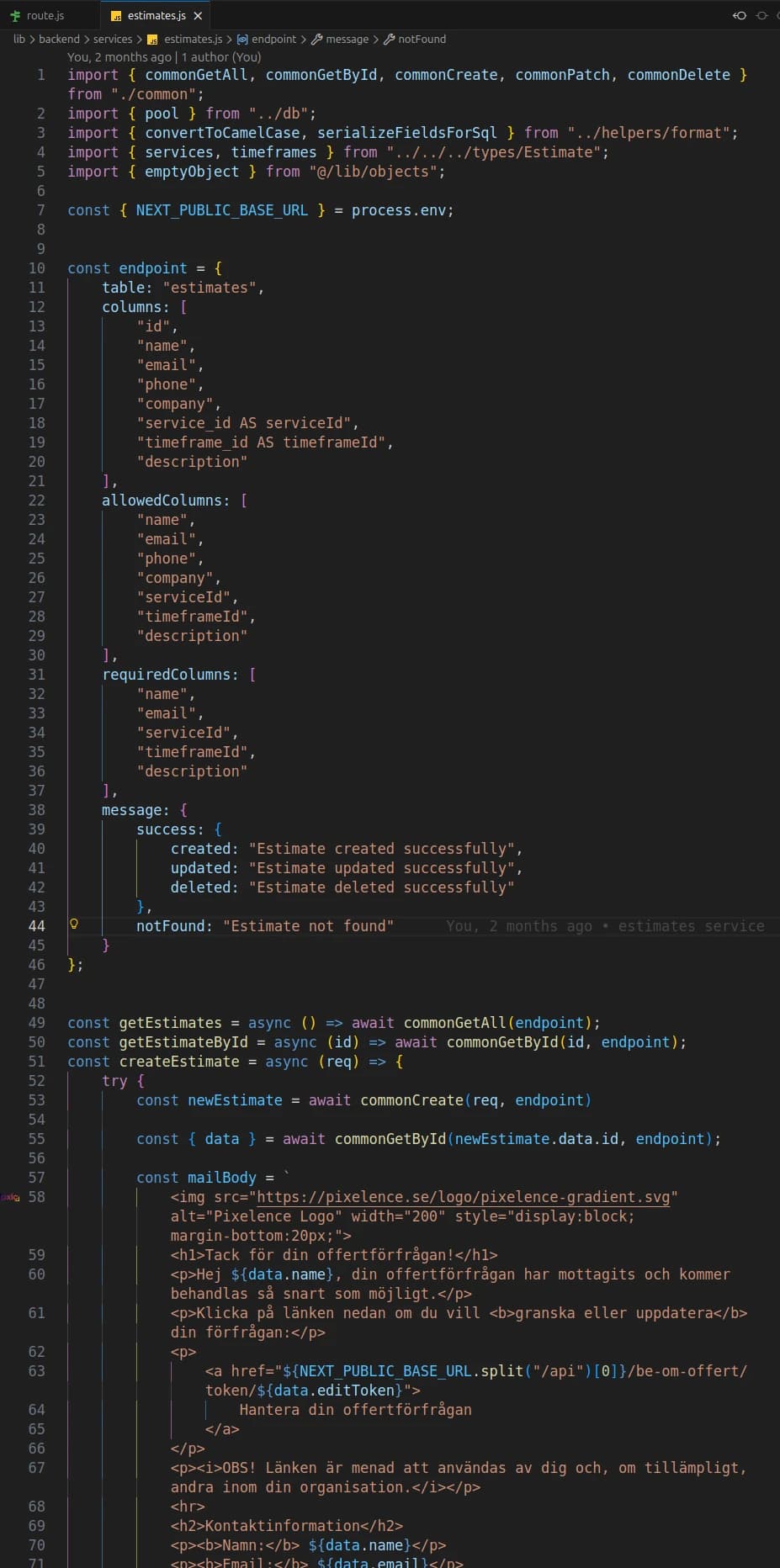 Illustration av backend och databasanrop via API