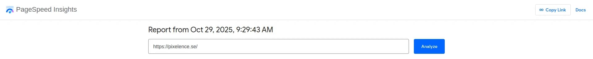 pagespeed - address input